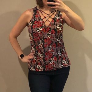 Faux wrap floral top